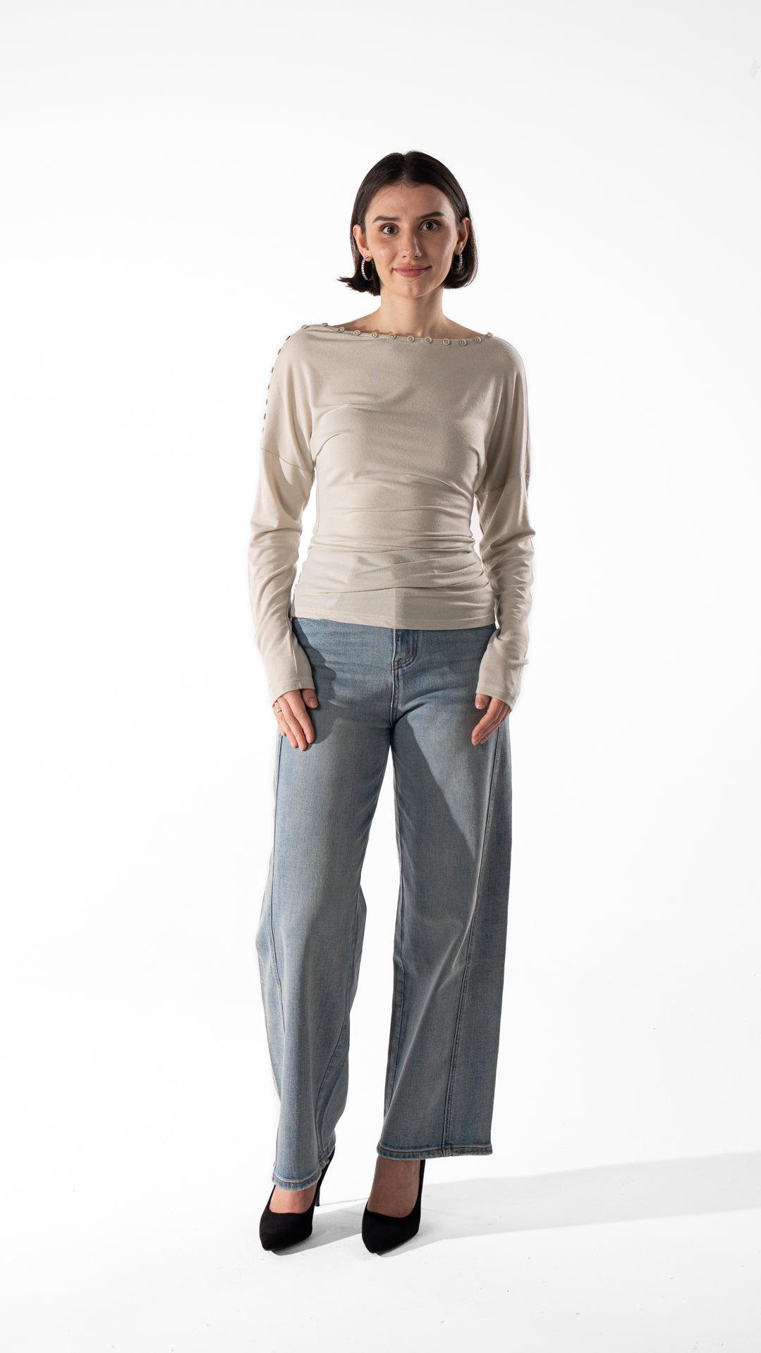 Boat Neck Long Sleeve Top