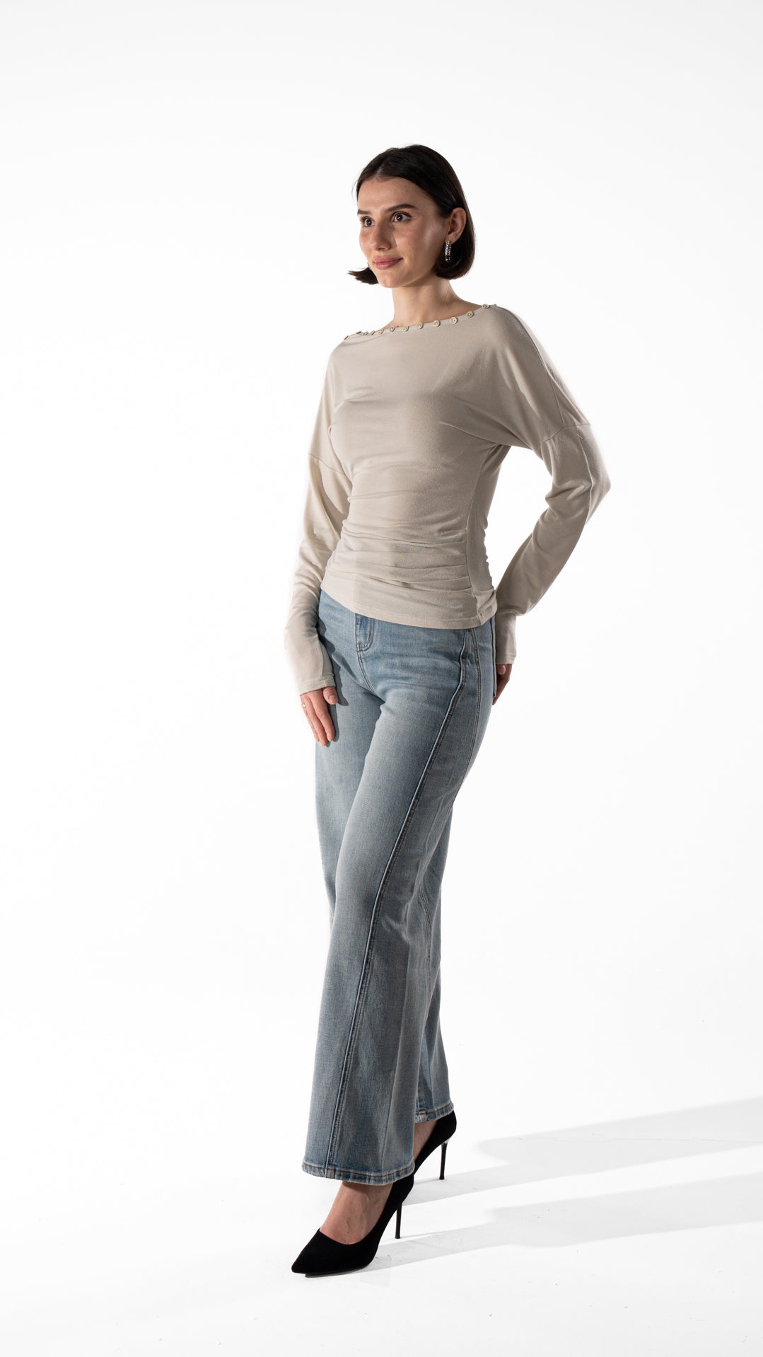 Boat Neck Long Sleeve Top