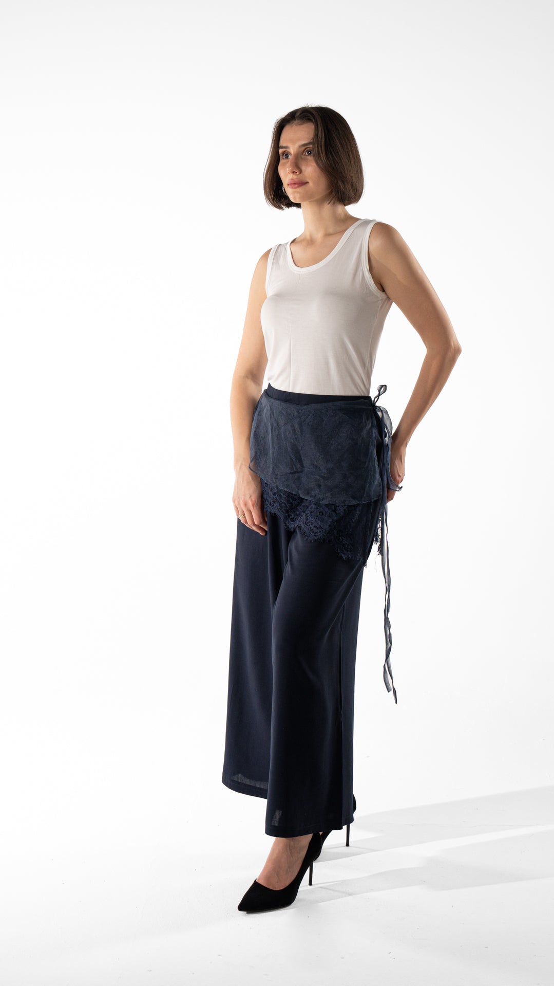 Wide-Leg Pants with Lace Detail
