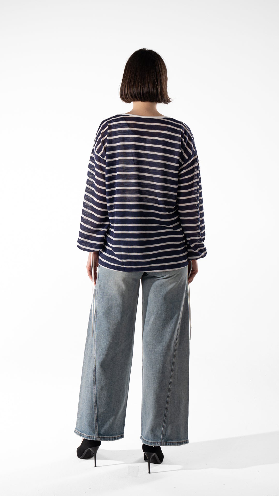 Striped Tie-Neck Top