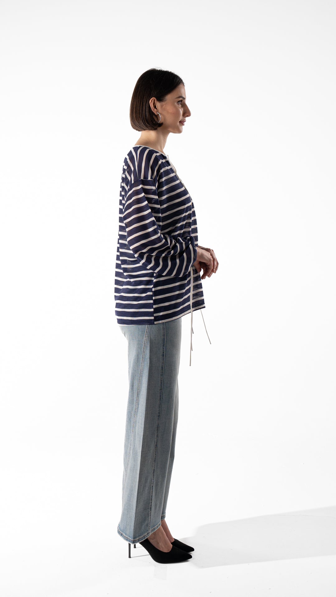 Striped Tie-Neck Top