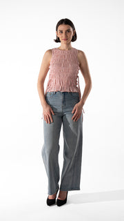 Textured Sleeveless Blouse